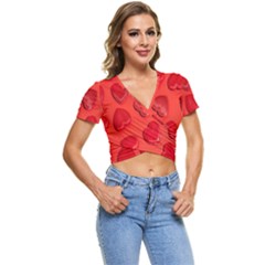 Valentine Day Heart Pattern  Short Sleeve Foldover Tee by artworkshop