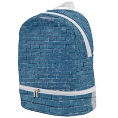 White And Blue Brick Wall Zip Bottom Backpack by artworkshop