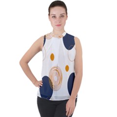 Abstract Circle Pattern T- Shirt Abstract Circle Pattern T- Shirt Mock Neck Chiffon Sleeveless Top by maxcute