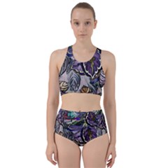 Dark Leaves Racer Back Bikini Set by DinkovaArt