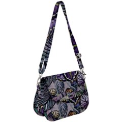 Dark Leaves Saddle Handbag by DinkovaArt