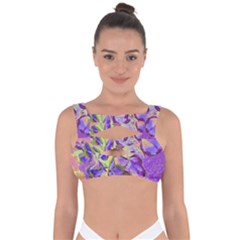 Purple Leaves Bandaged Up Bikini Top by DinkovaArt