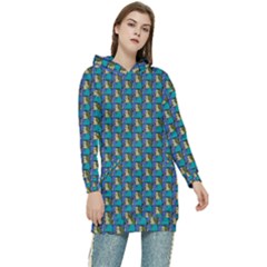 Evita Pop Art Style Graphic Motif Pattern Women s Long Oversized Pullover Hoodie by dflcprintsclothing