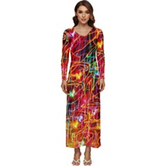 Design Art Pattern Long Sleeve Velour Longline Maxi Dress by artworkshop