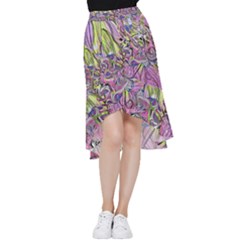 Abstract Intarsio Frill Hi Low Chiffon Skirt by kaleidomarblingart