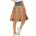 Person Stands By Tall Orange Wall And Looks- Up Classic Short Skirt View3