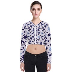 Cute Safari Animals Blue Giraffe Long Sleeve Zip Up Bomber Jacket by Stikle