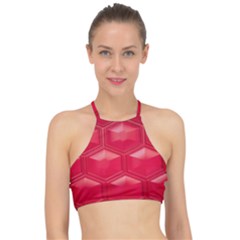 Red Textured Wall Racer Front Bikini Top by artworkshop