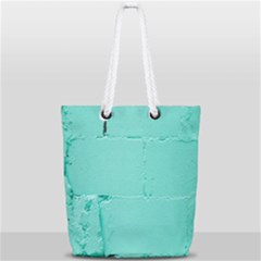 Teal Brick Texture Full Print Rope Handle Tote (small) by artworkshop