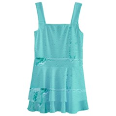 Teal Brick Texture Kids  Layered Skirt Swimsuit by artworkshop