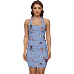 Koi! Sleeveless Wide Square Neckline Ruched Bodycon Dress by fructosebat
