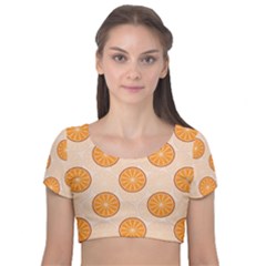 Orange Slices! Velvet Short Sleeve Crop Top  by fructosebat