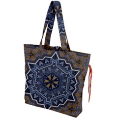 Rosette Mandala Ornament Wallpaper Drawstring Tote Bag by Ravend