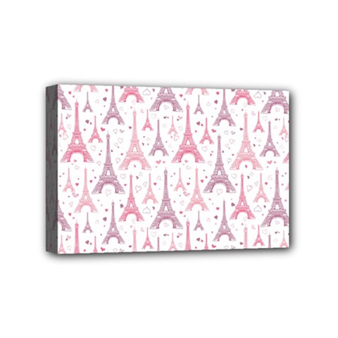 Eiffel Tower Pattern Wallpaper Mini Canvas 6  X 4  (stretched) by Ravend
