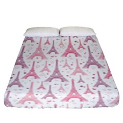 Eiffel Tower Pattern Wallpaper Fitted Sheet (queen Size) by Ravend