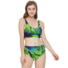 Fractal Art Pattern Abstract Frilly Bikini Set by Ravend