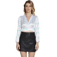 Abstract T- Shirt Honeycomb Pattern 4 Long Sleeve Tie Back Satin Wrap Top by maxcute