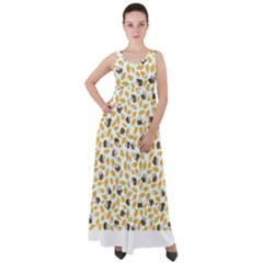 Art T- Shirt Brown Bunnies And Orange Carrots On Goldenrod Easter Pattern T- Shirt Empire Waist Velour Maxi Dress by maxcute