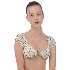 Art T- Shirt Brown Bunnies And Orange Carrots On Goldenrod Easter Pattern T- Shirt Cap Sleeve Ring Bikini Top by maxcute
