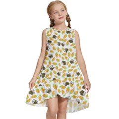 Art T- Shirt Brown Bunnies And Orange Carrots On Goldenrod Easter Pattern T- Shirt Kids  Frill Swing Dress by maxcute