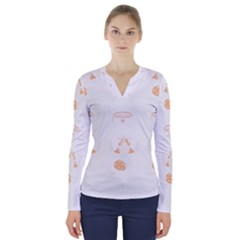Australian Shepherd Dog Cute Pattern T- Shirt Australian Shepherd Dog Cute Pattern T- Shirt V-neck Long Sleeve Top by maxcute