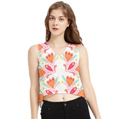 Batik T- Shirt Batik Flower Pattern8 V-neck Cropped Tank Top by maxcute