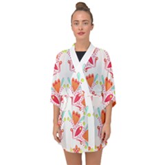 Batik T- Shirt Batik Flower Pattern8 Half Sleeve Chiffon Kimono by maxcute
