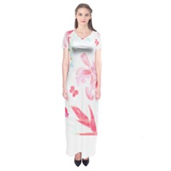 Botanical T- Shirt Botanical Charming Cardinal Flowers T- Shirt Short Sleeve Maxi Dress by maxcute