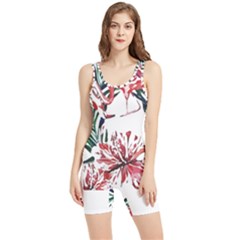 Botanical T- Shirt Botanical Pattern Hummingbird T- Shirt Women s Wrestling Singlet by maxcute