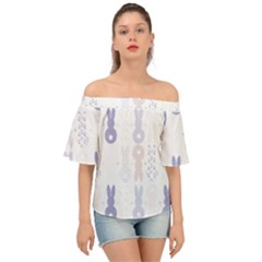 Bunnies T- Shirt Easter Bunnies Pattern T- Shirt Off Shoulder Short Sleeve Top by maxcute