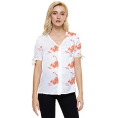 Cat T- Shirt Cute Cat Pattern For Cat Lovers T- Shirt Bow Sleeve Button Up Top by maxcute