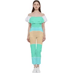 Circle T- Shirt Geo Metric Hues T- Shirt Off Shoulder Ruffle Top Jumpsuit by maxcute