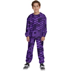 Purple Scales! Kids  Sweatshirt Set by fructosebat