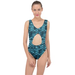 Teal Scales! Center Cut Out Swimsuit by fructosebat