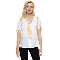 Feathers Design T- Shirtfeathers T- Shirt (4) Bow Sleeve Button Up Top by maxcute