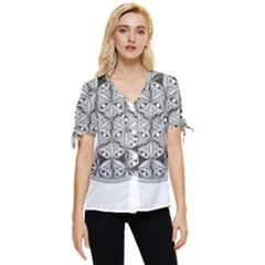 Flower Of Life T- Shirt Flower Of Life Mandala T- Shirt Bow Sleeve Button Up Top by maxcute