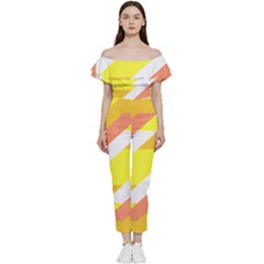 Geometric Abstract Art T- Shirt Sunrise Pattern Off Shoulder Ruffle Top Jumpsuit by maxcute