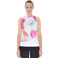 Hawaii T- Shirt Hawaii Flowerbages Pattern T- Shirt Mock Neck Shell Top by maxcute