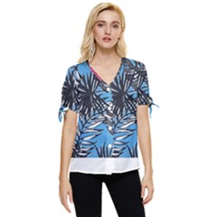 Hawaii T- Shirt Hawaii Flowering Trend T- Shirt Bow Sleeve Button Up Top by maxcute