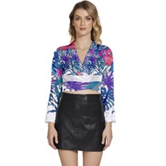 Hawaii T- Shirt Hawaii Valley Garden T- Shirt Long Sleeve Tie Back Satin Wrap Top by maxcute