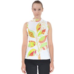 Leaves Design T- Shirtleaves T- Shirt Mock Neck Shell Top by maxcute