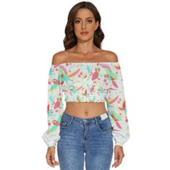 Owl T- Shirt Owl Pattern T- Shirt Long Sleeve Crinkled Weave Crop Top by maxcute