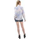 Pattern T- Shirt Pattern Indigo Blue With Palm Leaves Monstera On Dark Summer Tropical T- Shirt High Neck Long Sleeve Chiffon Top View2