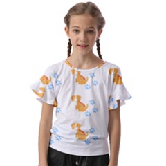 Pet T- Shirtdog And Cat Lover Pattern T- Shirt Kids  Cut Out Flutter Sleeves by maxcute