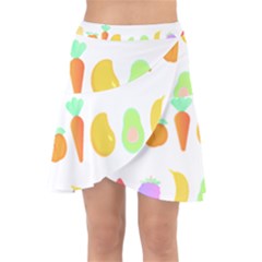 Seamless Pattern Fruits And Vegetables T- Shirt Seamless Pattern Fruits And Vegetables T- Shirt Wrap Front Skirt by maxcute