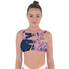 Pink Black And Yellow Abstract Painting Bandaged Up Bikini Top by Jancukart