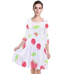 Summer Fruits Pattern T- Shirt Summer Fruit T- Shirt Quarter Sleeve Waist Band Dress by maxcute