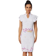 Tiger Face T- Shirttiger T- Shirt (1) Vintage Frill Sleeve V-neck Bodycon Dress by maxcute