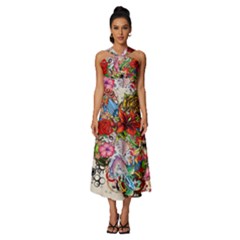Romantic Cotton Pattern Wallpaper Texture Design Art Sleeveless Cross Front Cocktail Midi Chiffon Dress by Jancukart