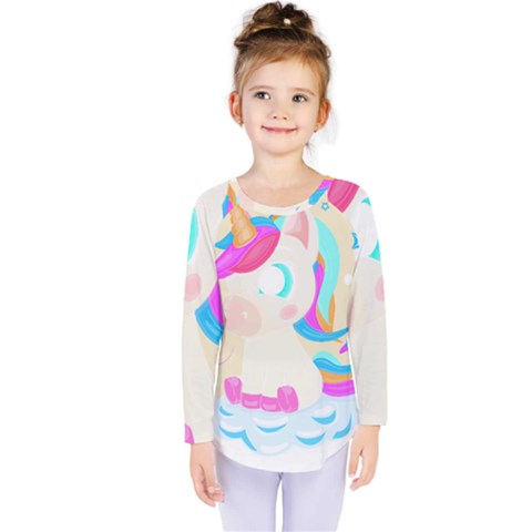 Unicorn Lover T- Shirt Cartoon Little Unicorn  T- Shirt Kids  Long Sleeve Tee by maxcute